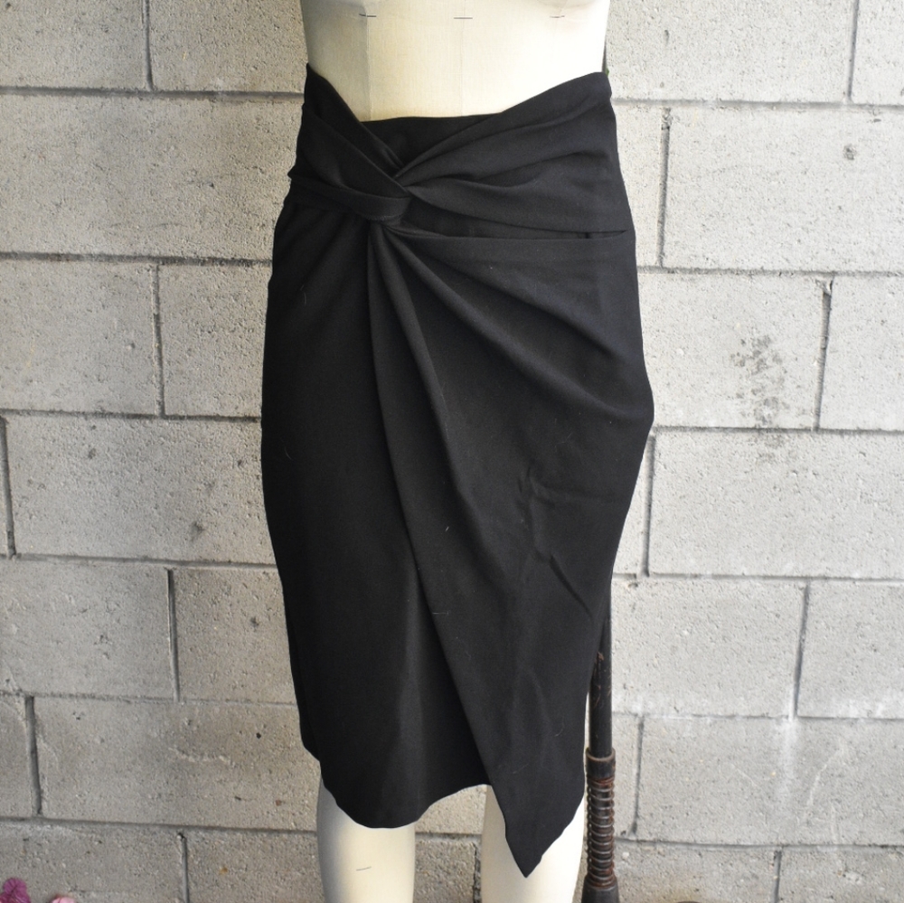 Zara black twist front pencil bodycon skirt M